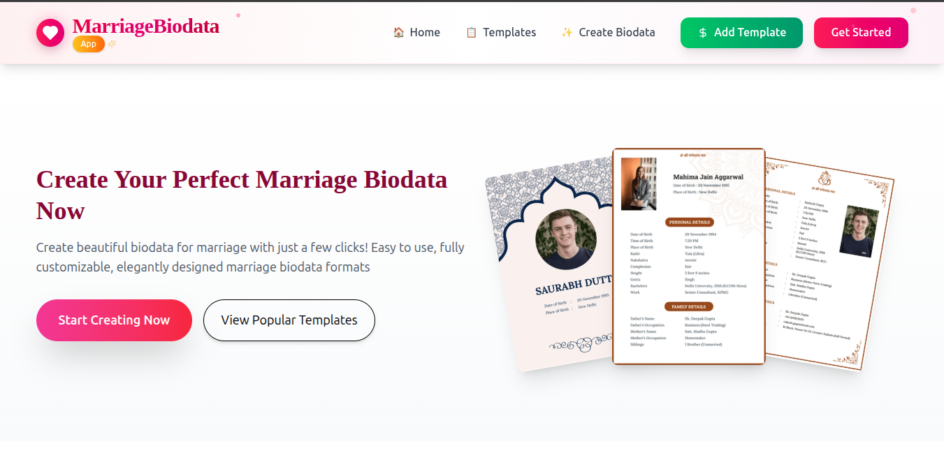 Marriage Biodata Builder